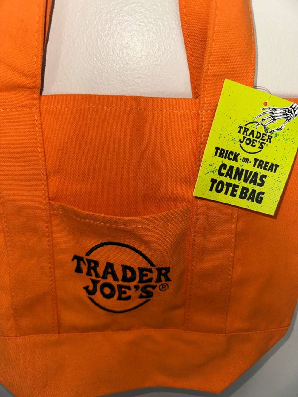 Trader Joe's Orange Mini Canvas Tote Bag - Picture 2 of 3